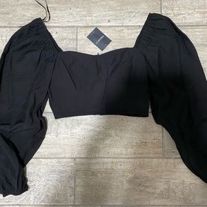 F21 crop top with ballon long sleeves